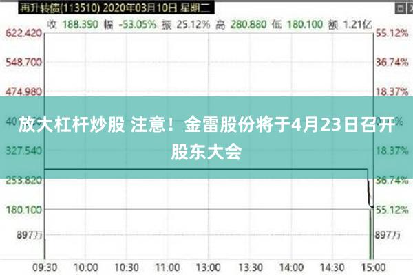 放大杠杆炒股 注意！金雷股份将于4月23日召开股东大会