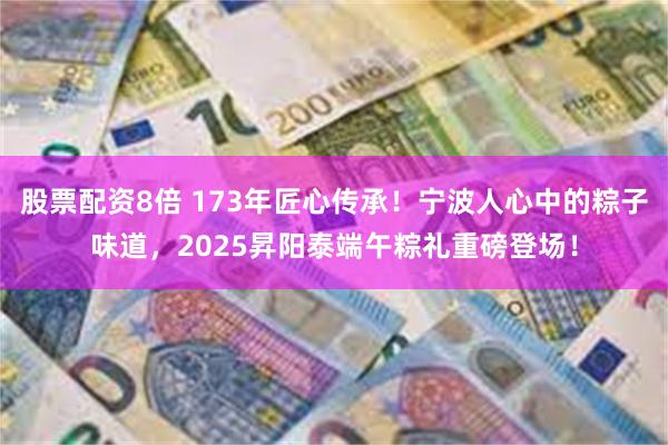 股票配资8倍 173年匠心传承！宁波人心中的粽子味道，2025昇阳泰端午粽礼重磅登场！