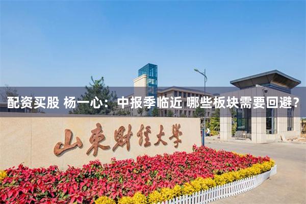 配资买股 杨一心:中报季临近 哪些板块需要回避?