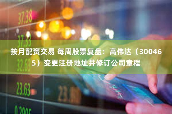 按月配资交易 每周股票复盘：高伟达（300465）变更注册地址并修订公司章程