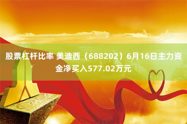 股票杠杆比率 美迪西（688202）6月16日主力资金净买入577.02万元