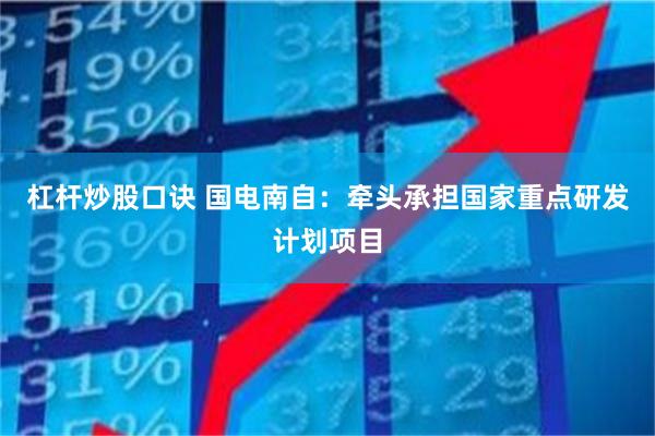 杠杆炒股口诀 国电南自：牵头承担国家重点研发计划项目