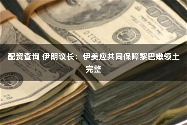 配资查询 伊朗议长：伊美应共同保障黎巴嫩领土完整
