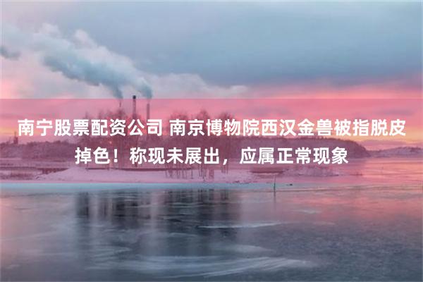 南宁股票配资公司 南京博物院西汉金兽被指脱皮掉色！称现未展出，应属正常现象