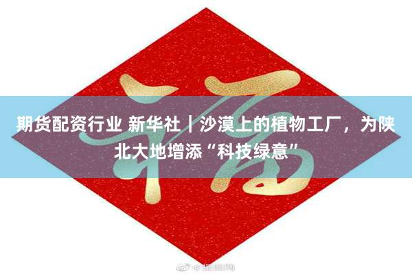 期货配资行业 新华社｜沙漠上的植物工厂，为陕北大地增添“科技绿意”