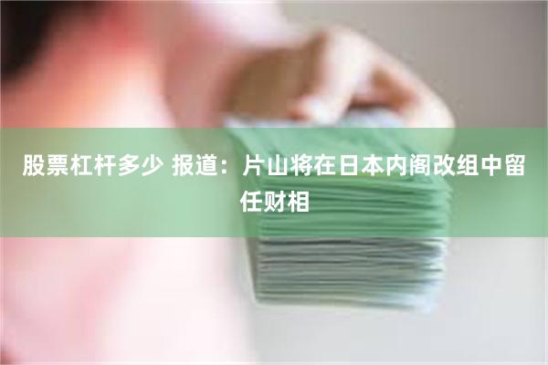 股票杠杆多少 报道：片山将在日本内阁改组中留任财相
